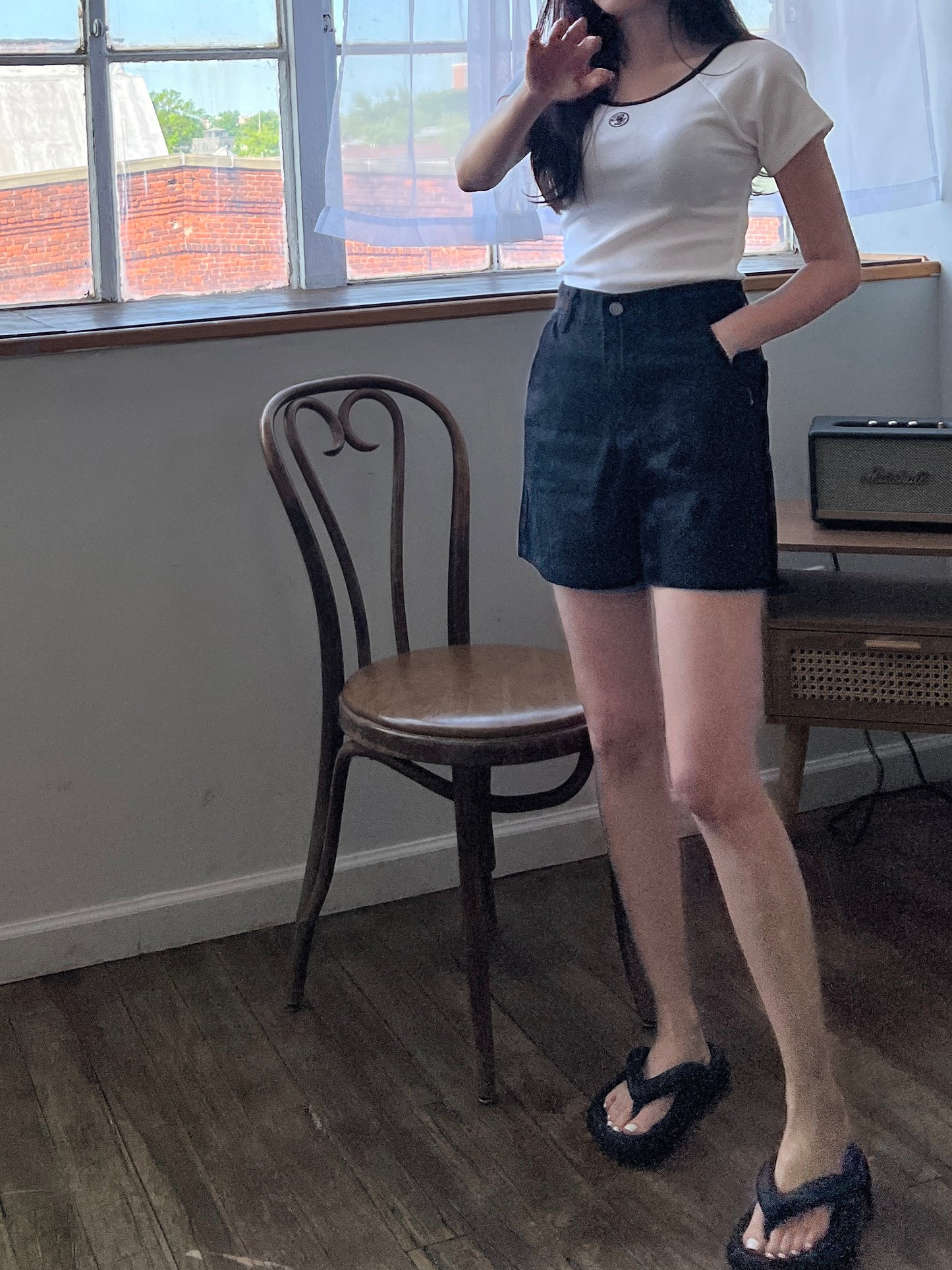 River Cotton Jean Shorts