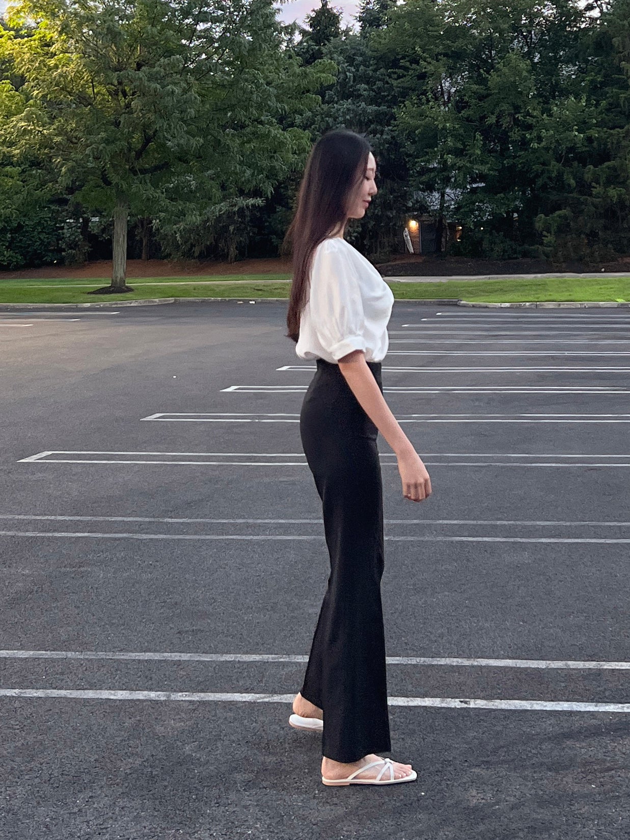 Kali Pintuck Slim Straight Slacks Pants