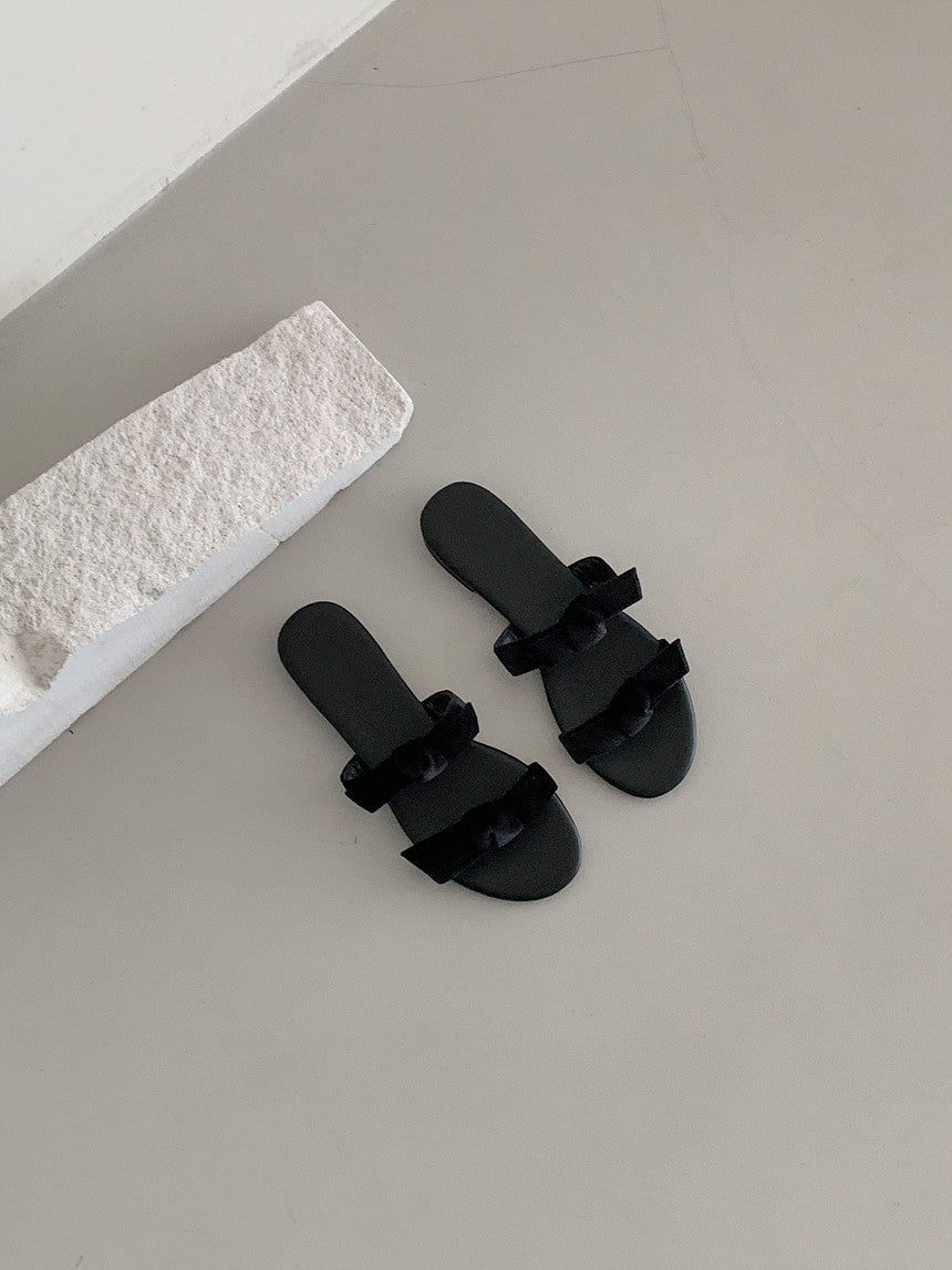 Double Velvet Bow Slipper