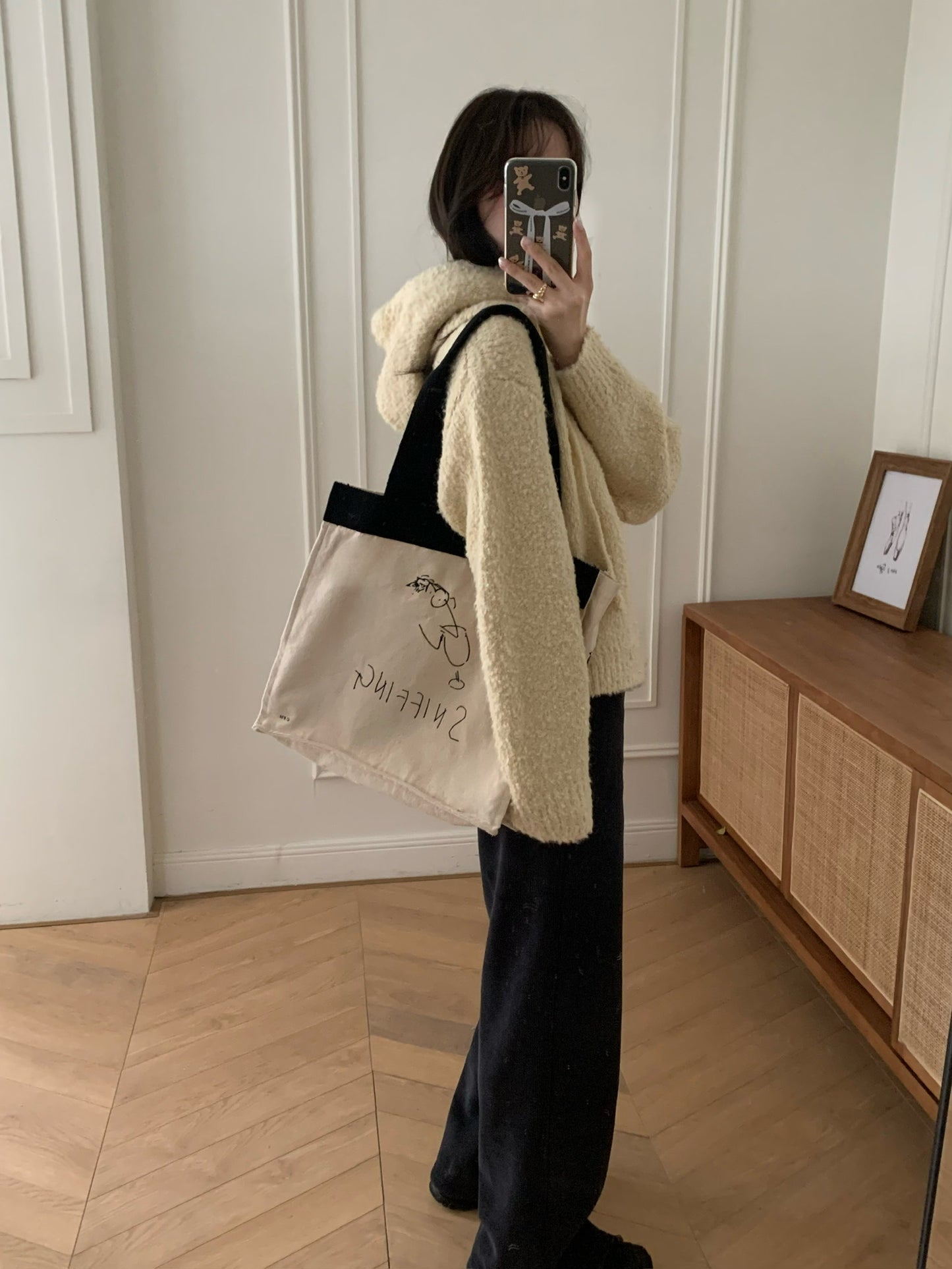 Audrey V-Neck Wool Knit Top + Balaclava Set