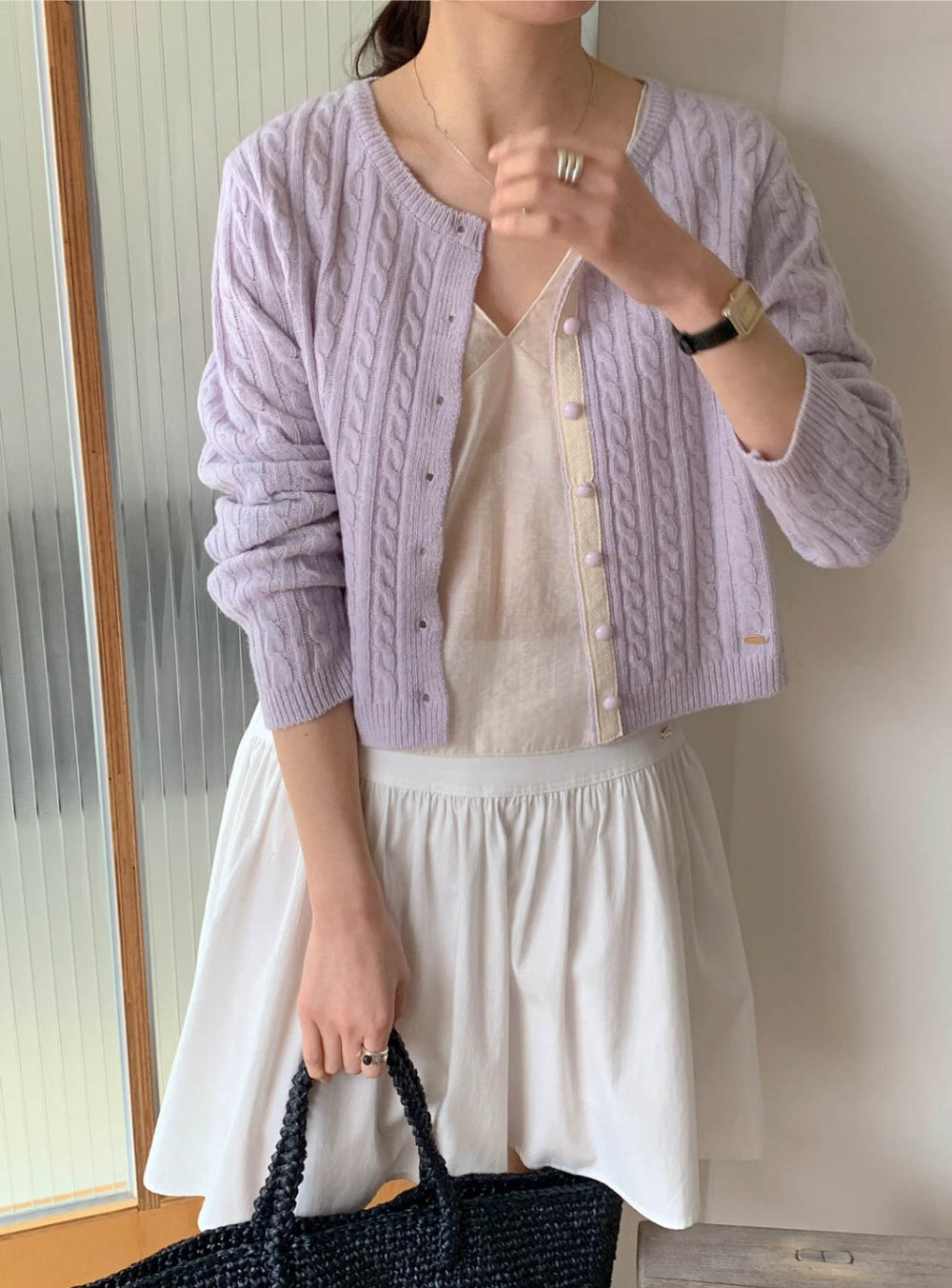 Elle Lavender Knit Cardigan