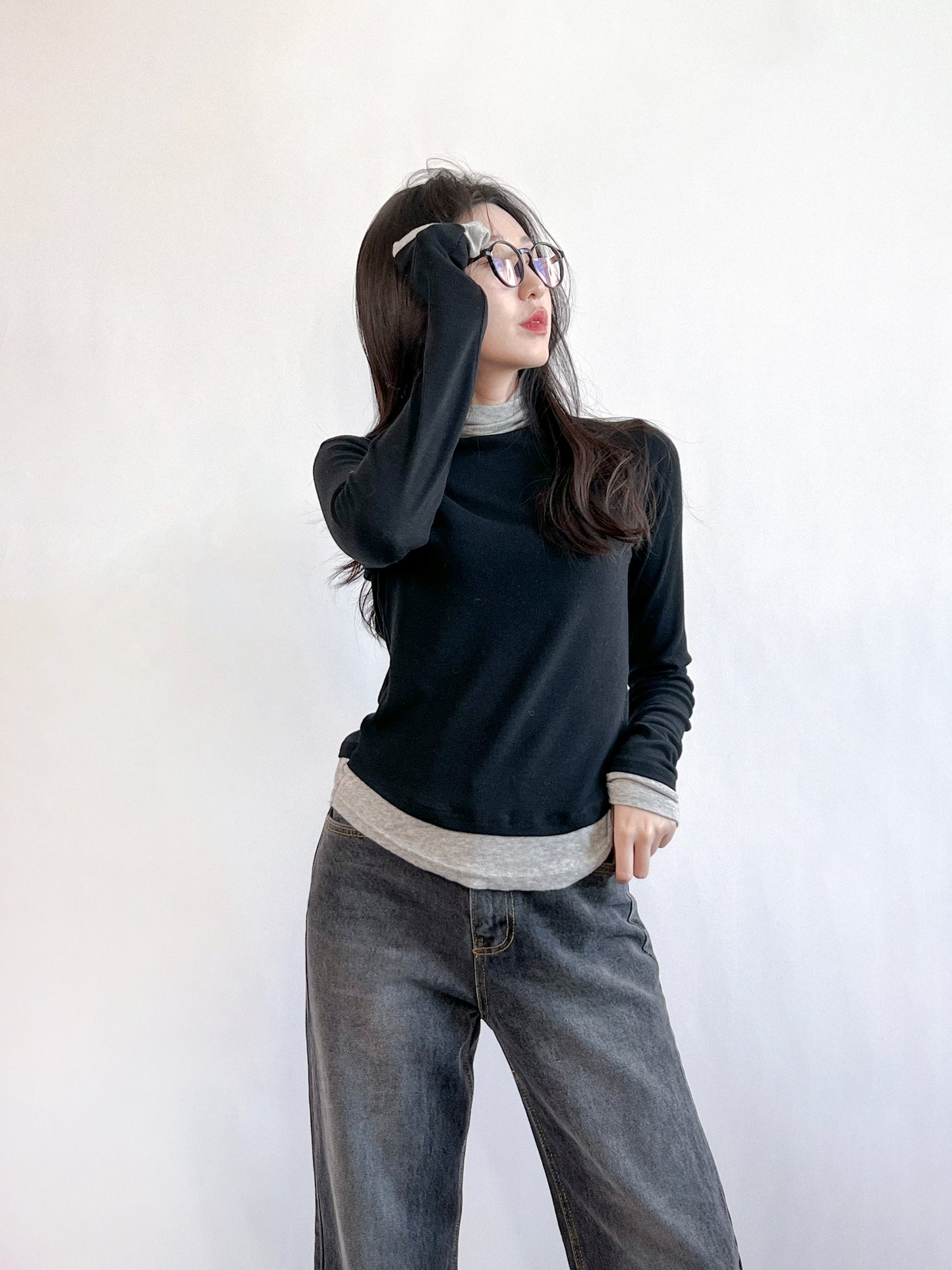 Blake Layered Turtleneck Top with Warmer