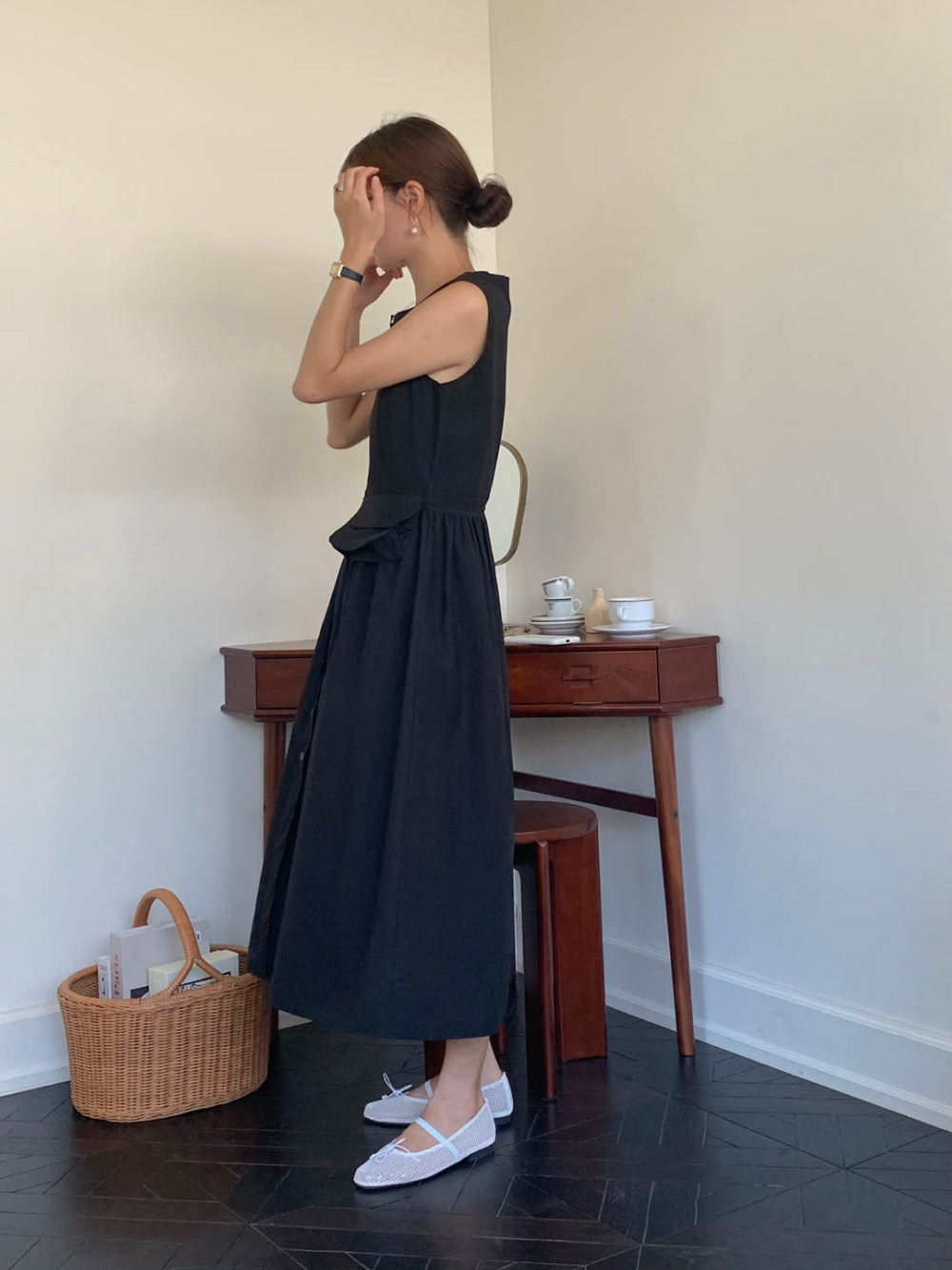 Lina Button Long Dress with Mini Bag Set